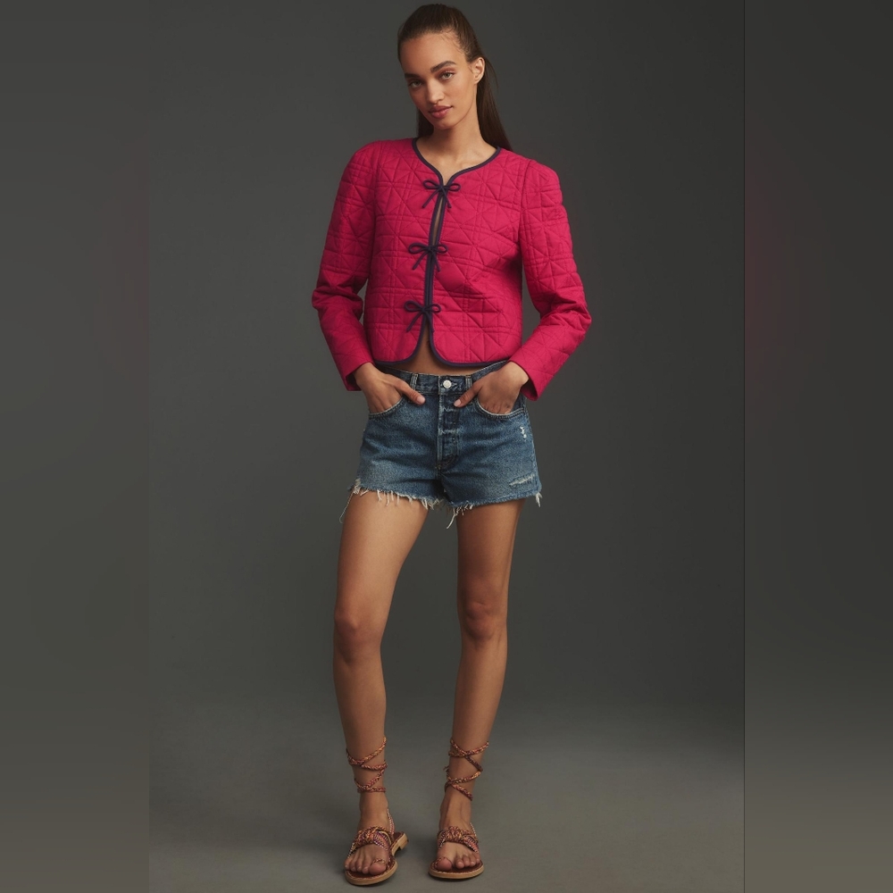 Anthropologie Dolan Bow-front Quilted Lady Jacket